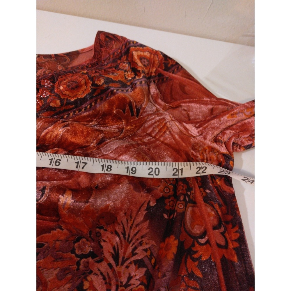Womens Velvet Beaded Tunic Top Sizw 2x Fits Like XL Y2K Boho  Whimsigoth - Picture 5 of 8
